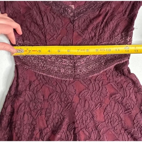 Free People Womens Burgundy Red Lace Dress Size Small - Picture 8 of 11